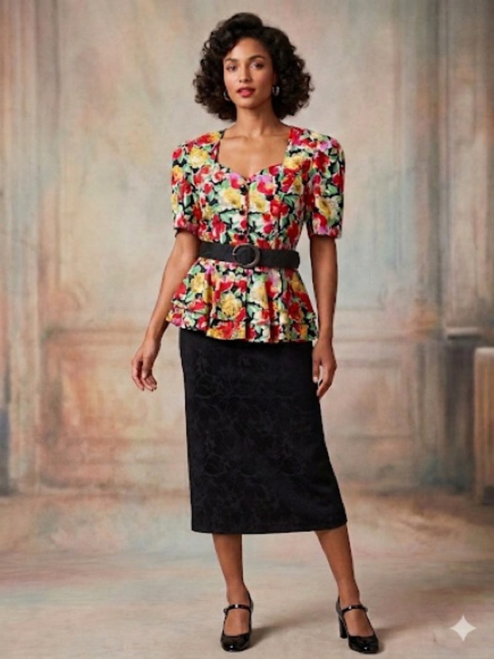 Silk Studio Floral Silk Blouse in Red, Yellow & Green